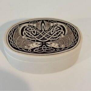 Vintage Touchstone Pottery trinket dish Celtic fish pattern